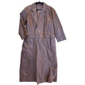 Vintage Together! Chocolate Brown Leather Trench Coat - Size 10